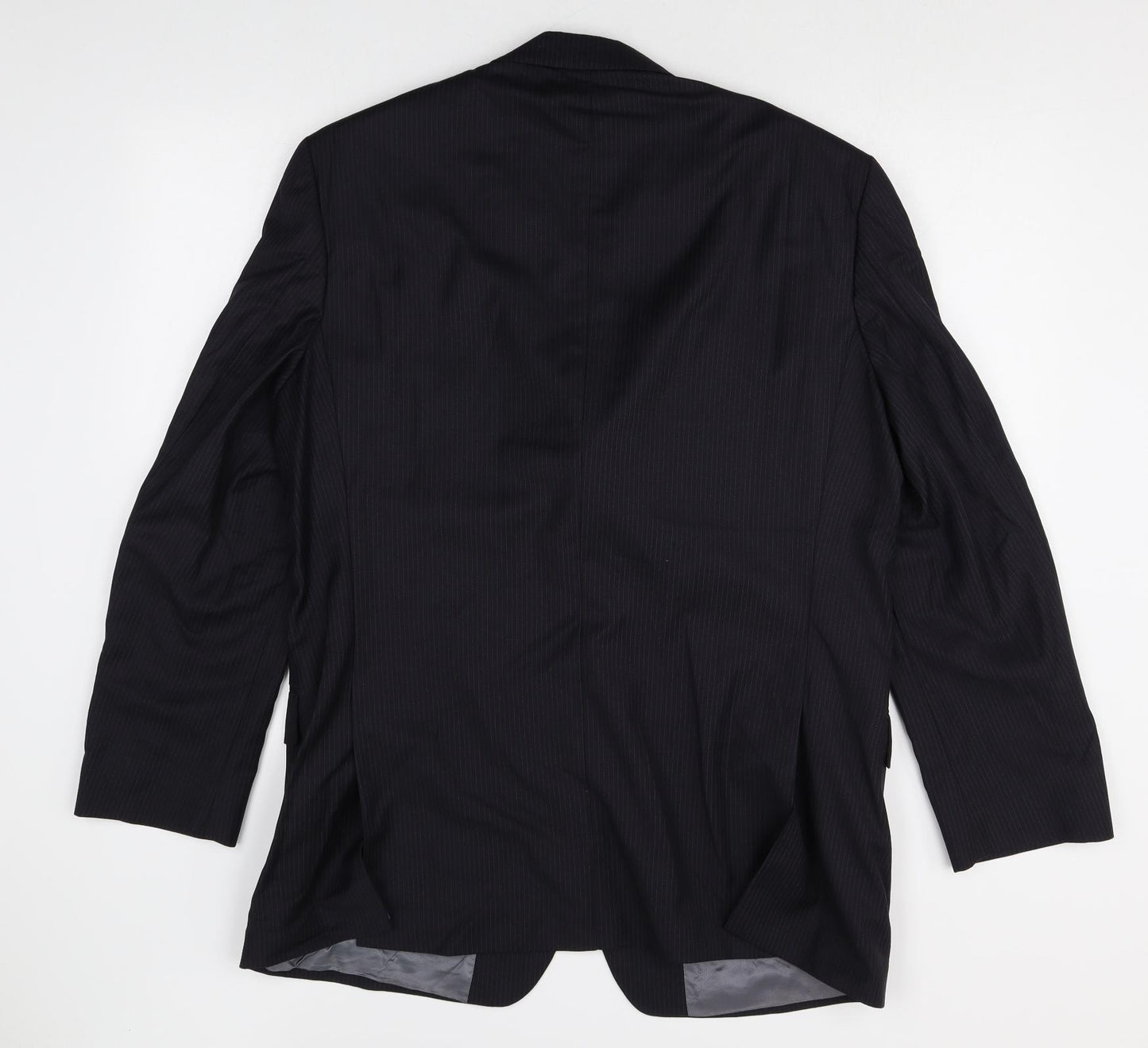 Marks and Spencer Mens Black Striped Wool Jacket Suit Jacket Size 42 Regular