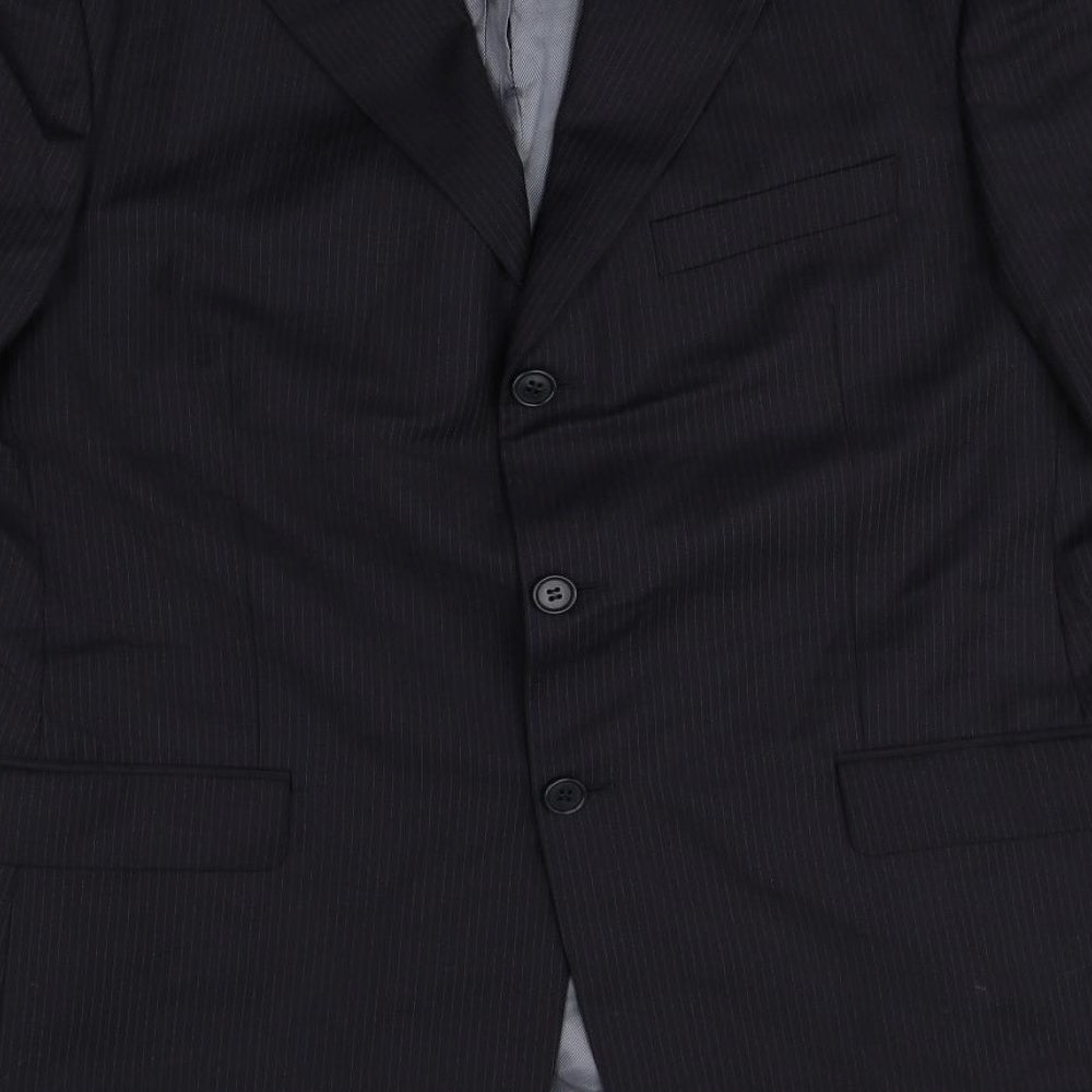 Marks and Spencer Mens Black Striped Wool Jacket Suit Jacket Size 42 Regular