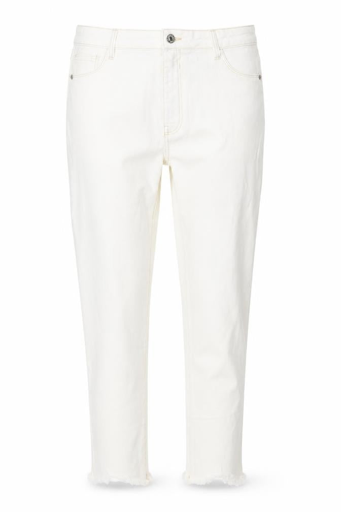 Bershka Womens Ivory Cotton Straight Jeans Size 16 L27 in Regular Button
