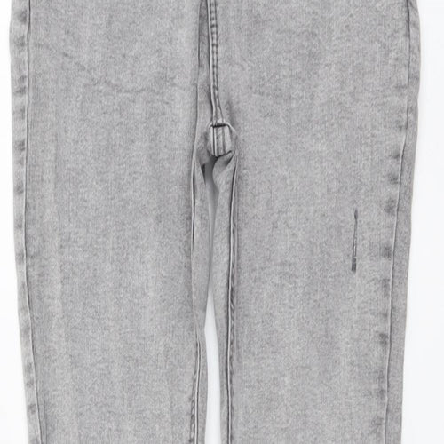 Denim & Co. Girls Grey Cotton Skinny Jeans Size 11-12 Years Regular Button - Distressed Denim