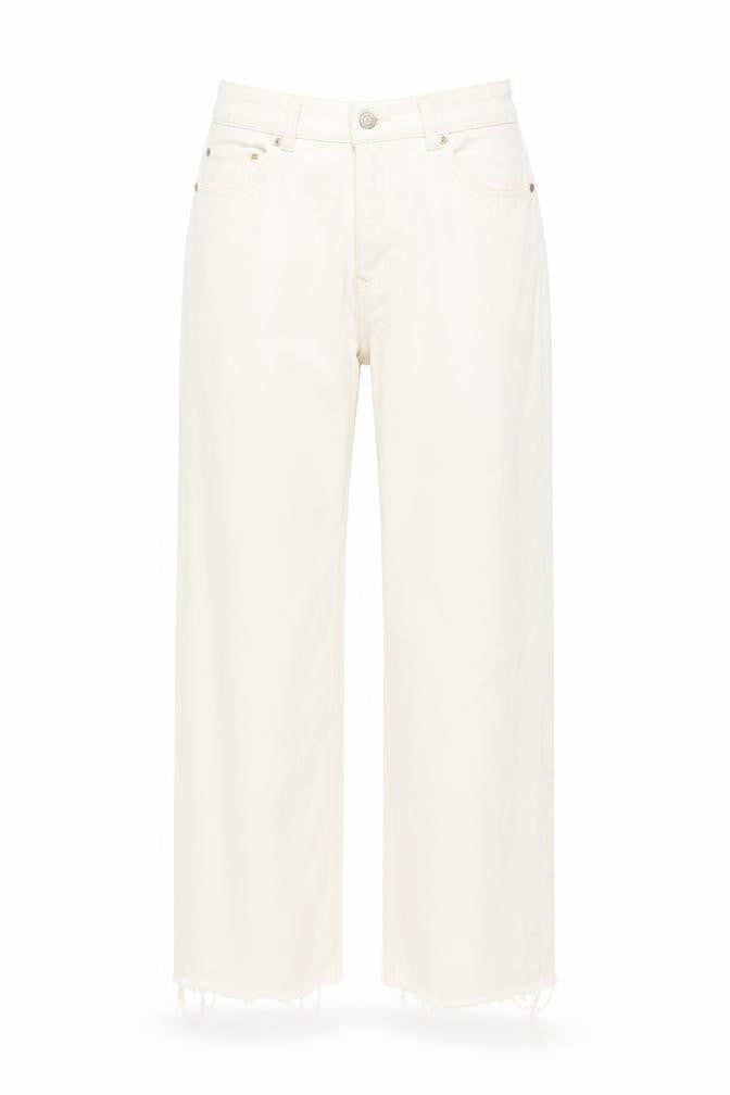 Denim & Co. Womens Beige Cotton Straight Jeans Size 12 L31 in Regular Button