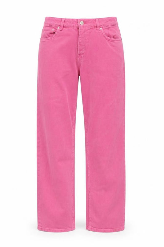 Front view of JJXX women’s pink cotton straight jeans, size UK 26, in, 32-inch leg regular button