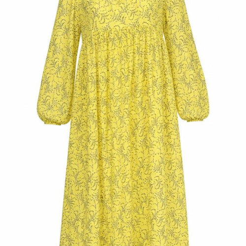 Nakd Womens Yellow Floral Polyester A-Line Size 6 V-Neck Pullover - Tie Neck Detail