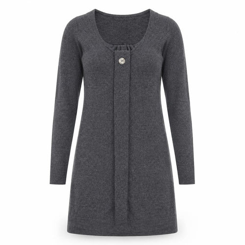 Karen Cole Womens Grey Acrylic Jumper Dress Size S Scoop Neck Pullover