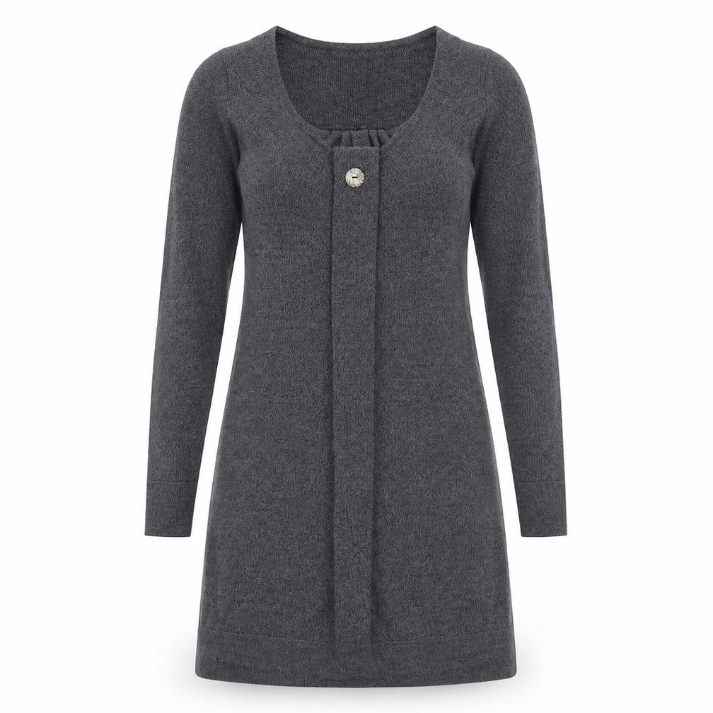 Karen Cole Womens Grey Acrylic Jumper Dress Size S Scoop Neck Pullover