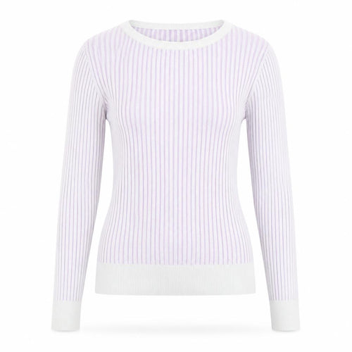 New Look Womens Purple Round Neck Striped Cotton Pullover Jumper Size 8