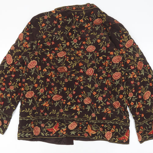 EAST Womens Brown Floral Silk Jacket Size S