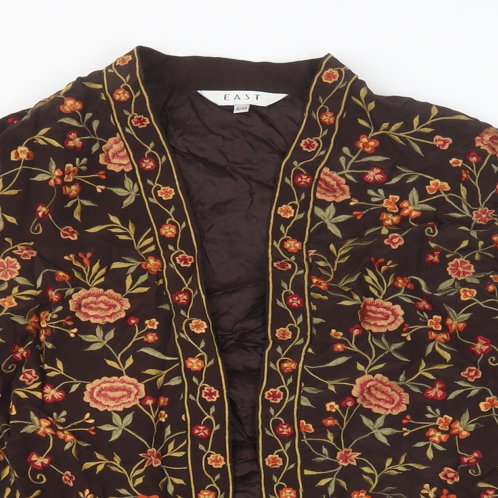 EAST Womens Brown Floral Silk Jacket Size S