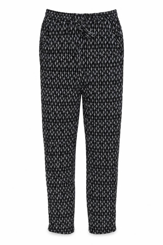 Front view of H&M women’s black geometric viscose jogger leggings, size S
