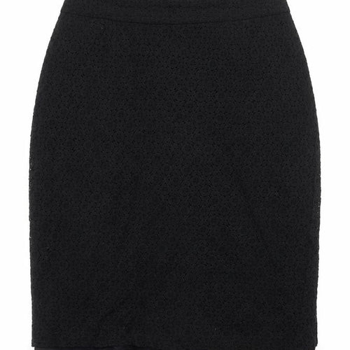 Monsoon Womens Black Geometric Cotton Mini Skirt Size 14 Zip