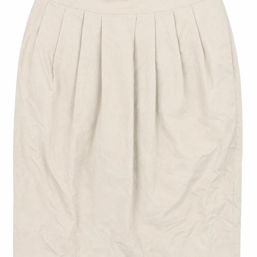 John Lewis Womens Beige Cotton Tulip Skirt Size 12 Zip