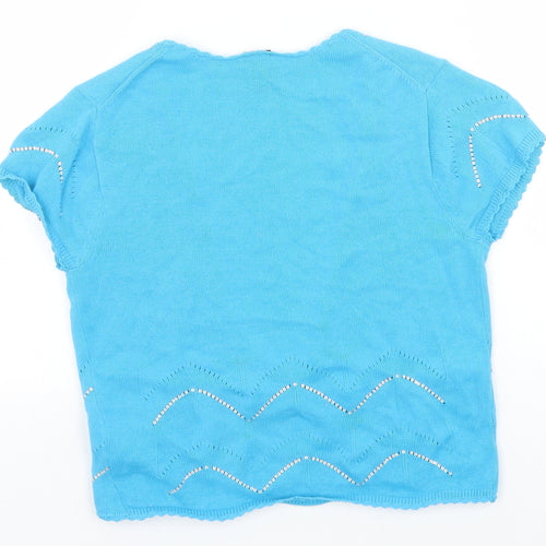 Gap Womens Blue V-Neck 100% Cotton Cardigan Jumper Size S