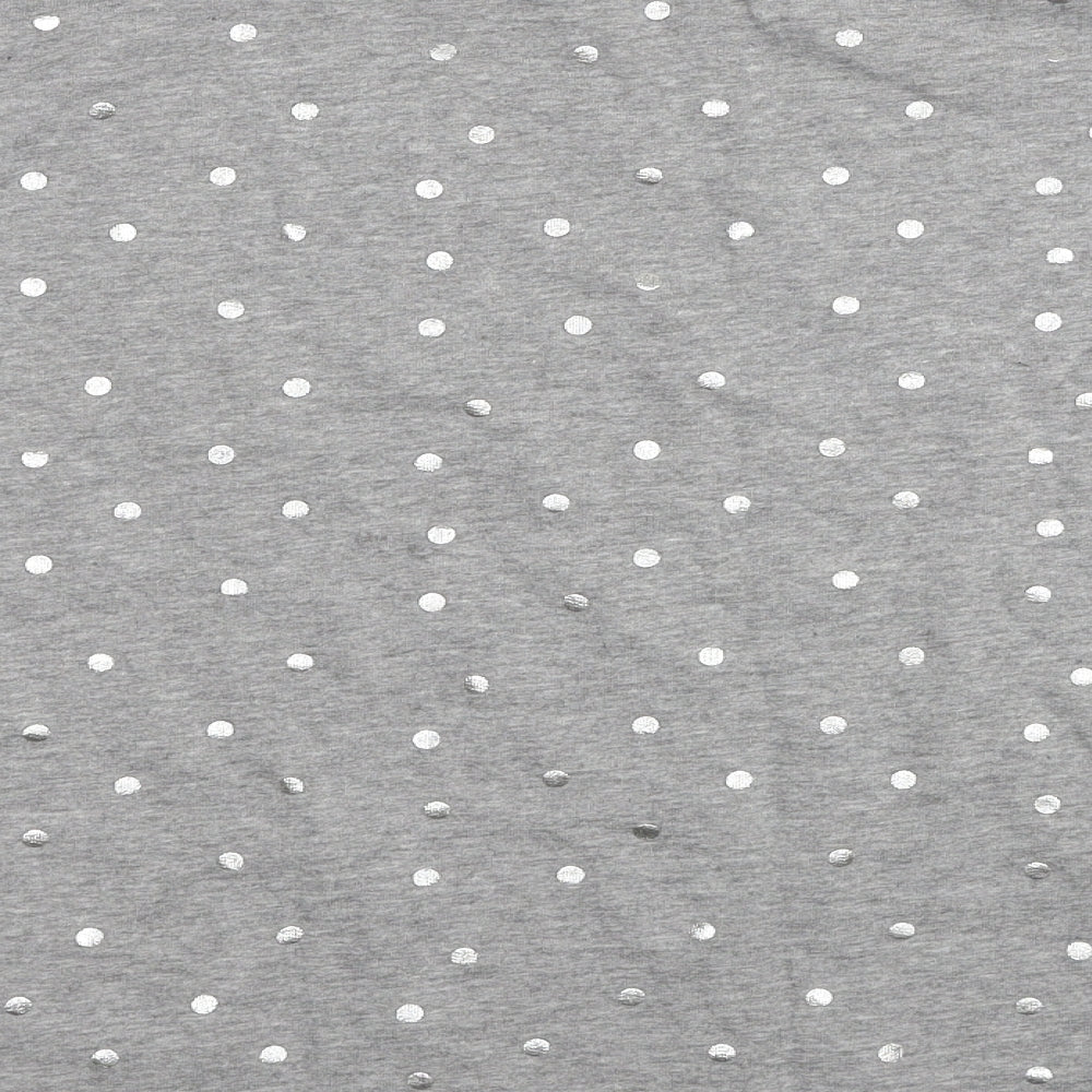 John Lewis Womens Grey Polka Dot Cotton Basic T-Shirt Size 18 Round Neck
