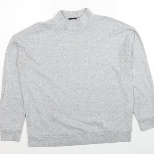 b.young Womens Grey High Neck Polyester Henley Jumper Size L Pullover