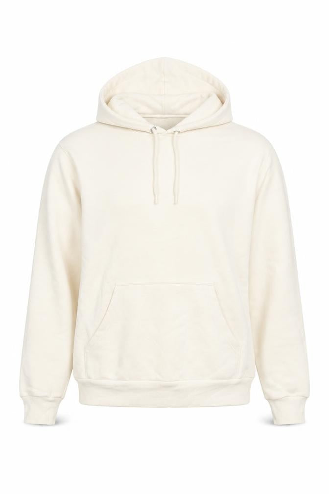Front view of Monki women’s beige cotton pullover hoodie size 2xs pullover