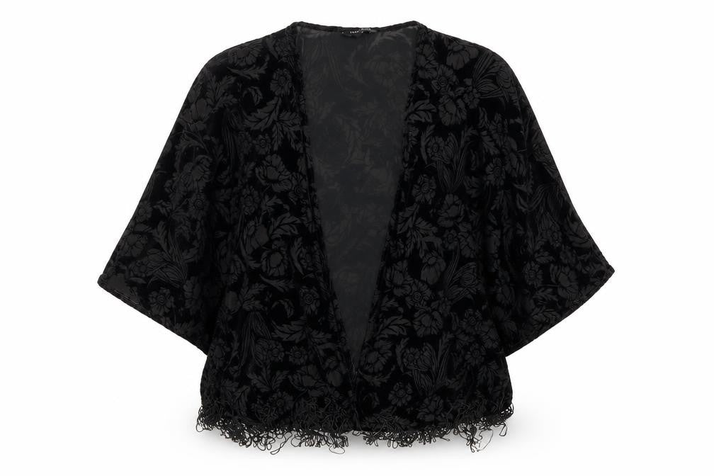 New Look Womens Black V-Neck Geometric Polyester Cardigan Jumper Size 14