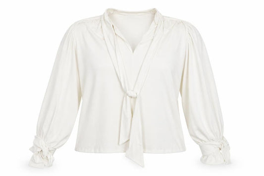 Front view of Mango women’s white polyester basic blouse, size M, v-neck