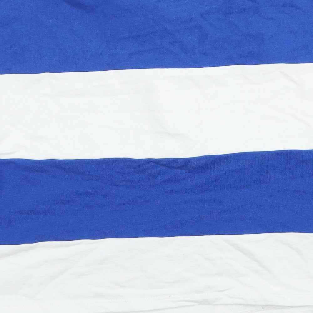 Primark Womens Blue Striped Cotton Basic Polo Size 14 Collared - Size 14-16