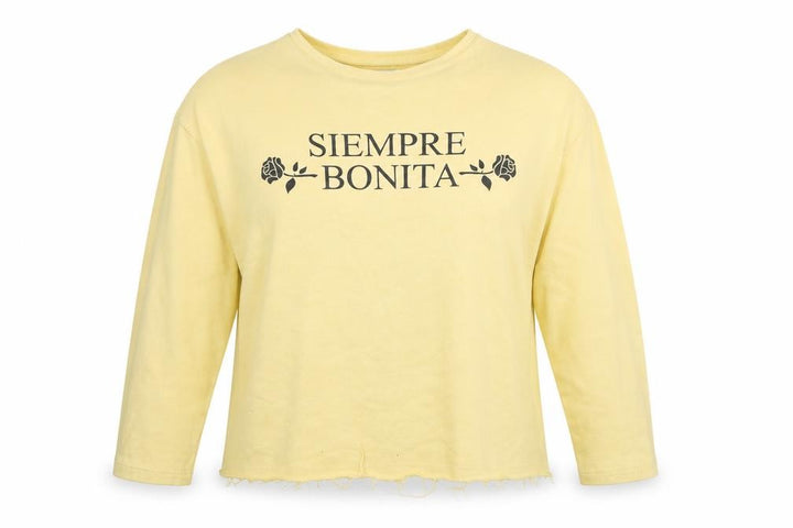Pull&Bear Womens Yellow Cotton Pullover Sweatshirt Size S Pullover - Siempre Bonita