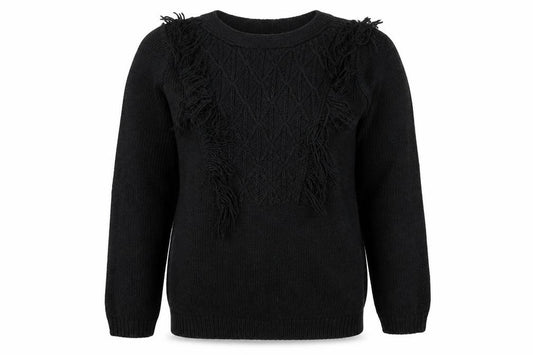 Front view of Joseph A women’s black round neck acrylic jumper, size M
