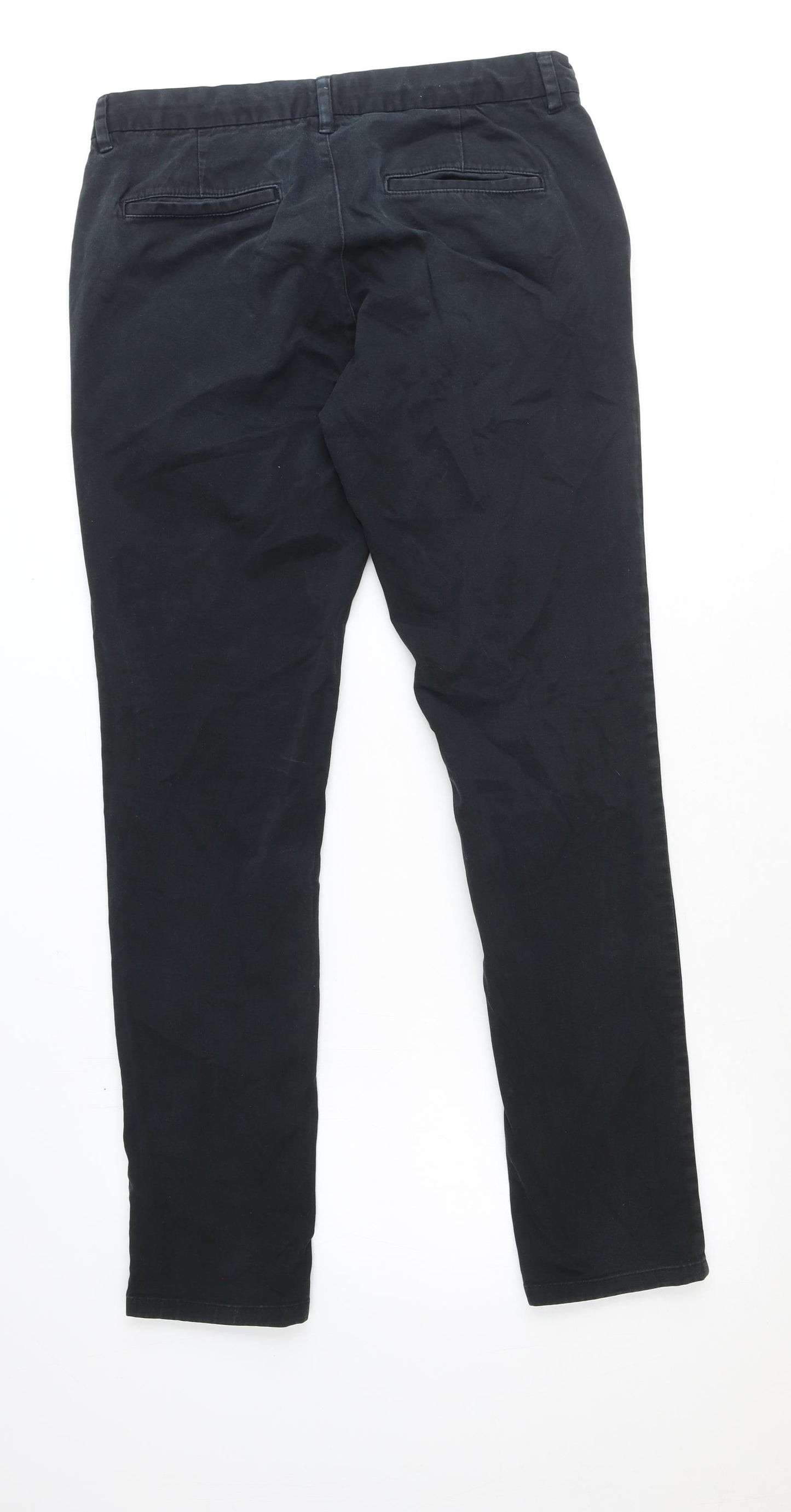 NEXT Mens Blue Cotton Chino Trousers Size 34 in Regular Zip