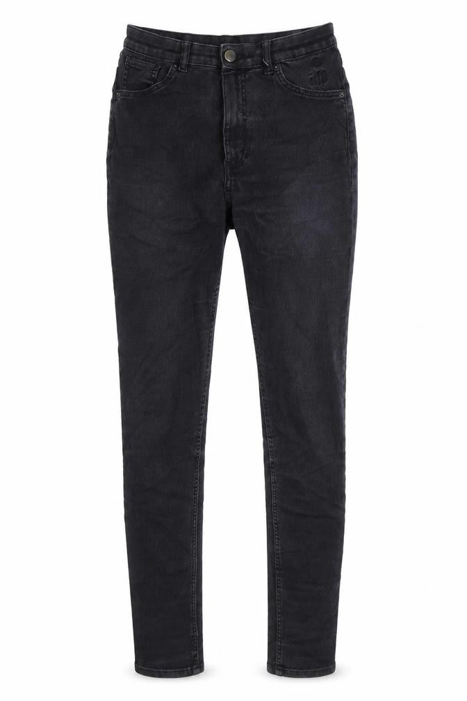 Monki Womens Black Cotton Straight Jeans Size 29 in Extra-Slim Zip
