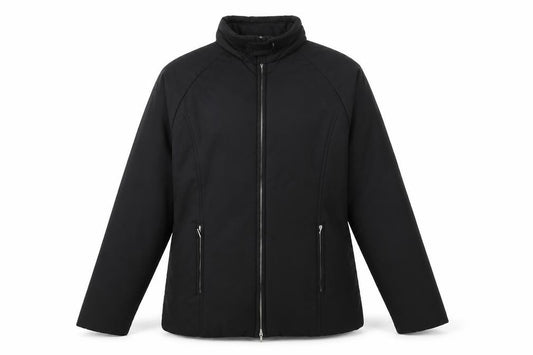 Front view of Style women’s black jacket, size UK 12, zip