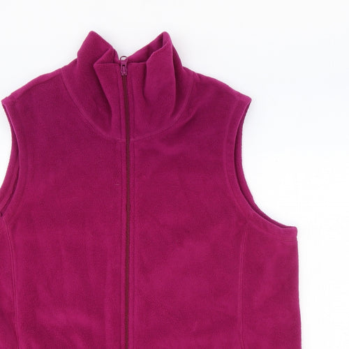 Lands' End Womens Pink Polyester Full Zip Sweatshirt Size M Zip