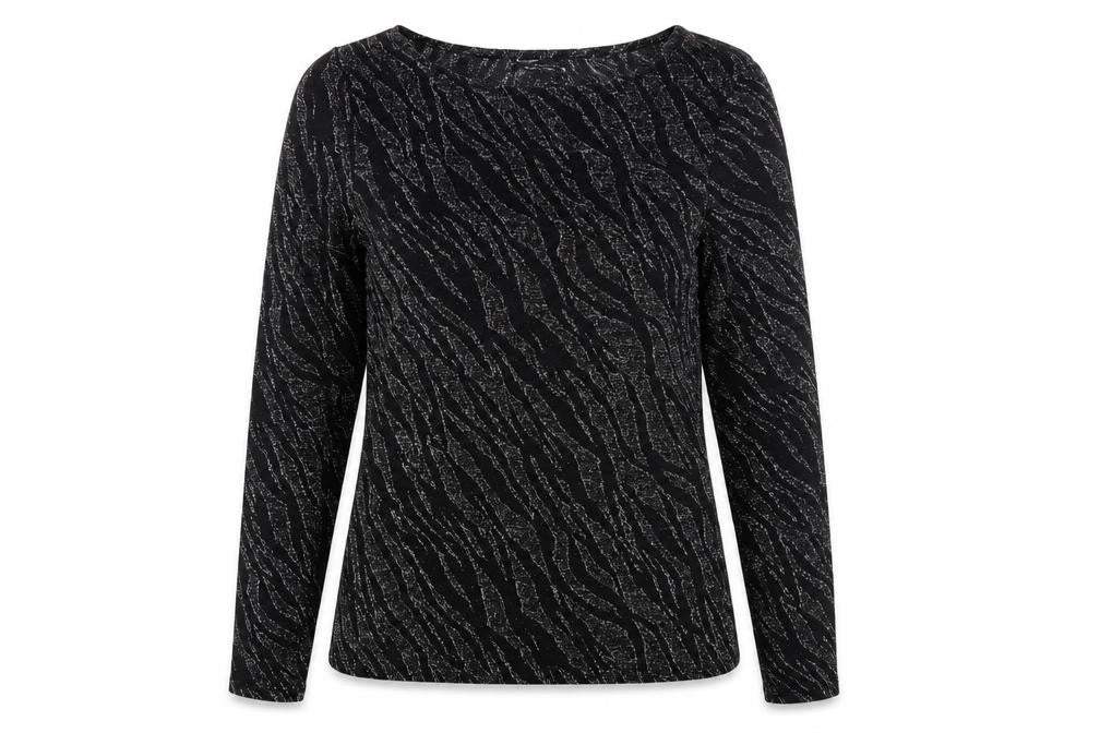 Dorothy Perkins Womens Black Animal Print Polyester Basic Blouse Size 10 Boat Neck - Tiger Print