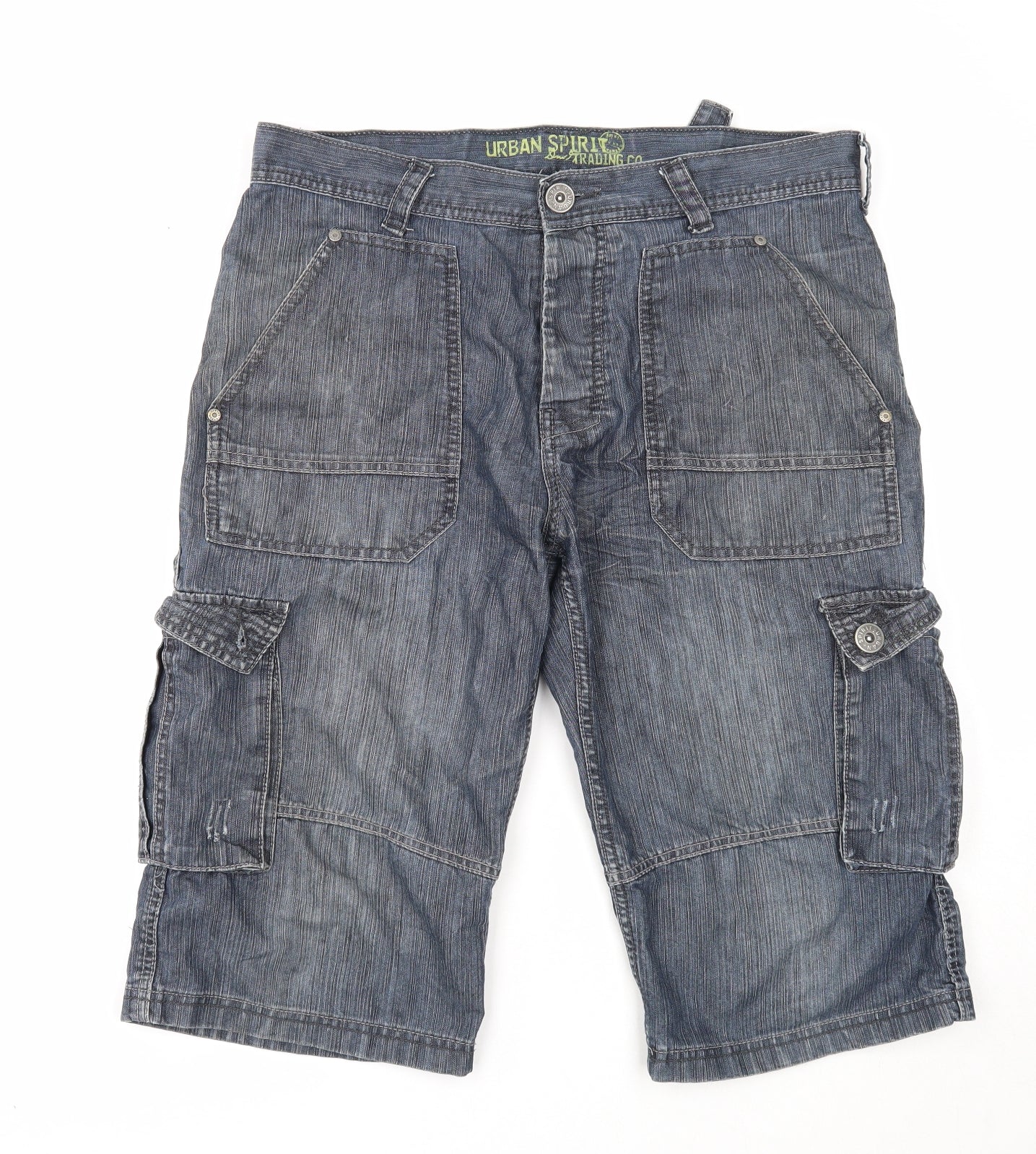UrbanSpirit Mens Blue Cotton Cargo Shorts Size 34 in Regular Zip
