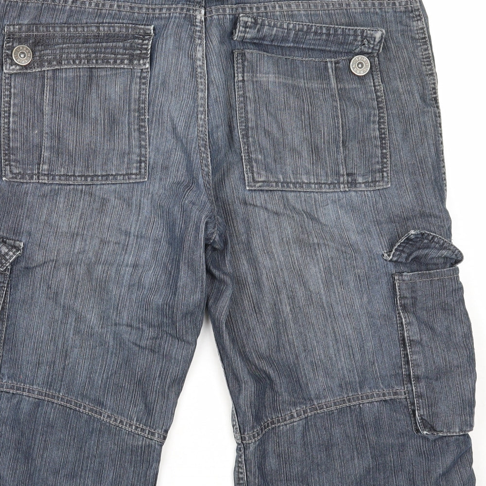 UrbanSpirit Mens Blue Cotton Cargo Shorts Size 34 in Regular Zip