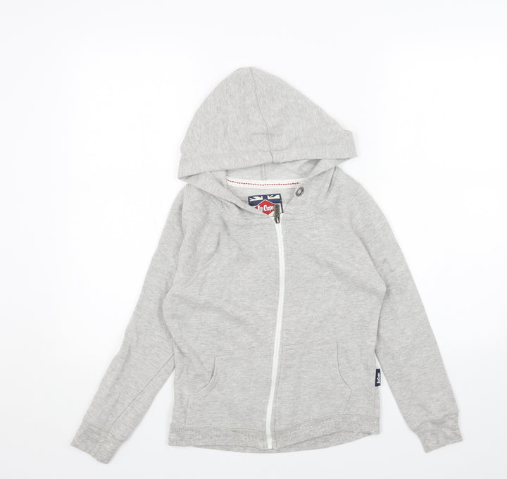 Lee Cooper Womens Grey Cotton Full Zip Hoodie Size 8 Zip - Pockets