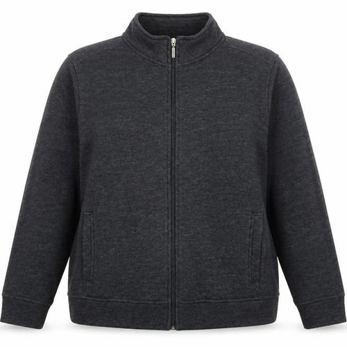 BM Womens Grey Cotton Full Zip Sweatshirt Size L Zip - Pockets High Neck