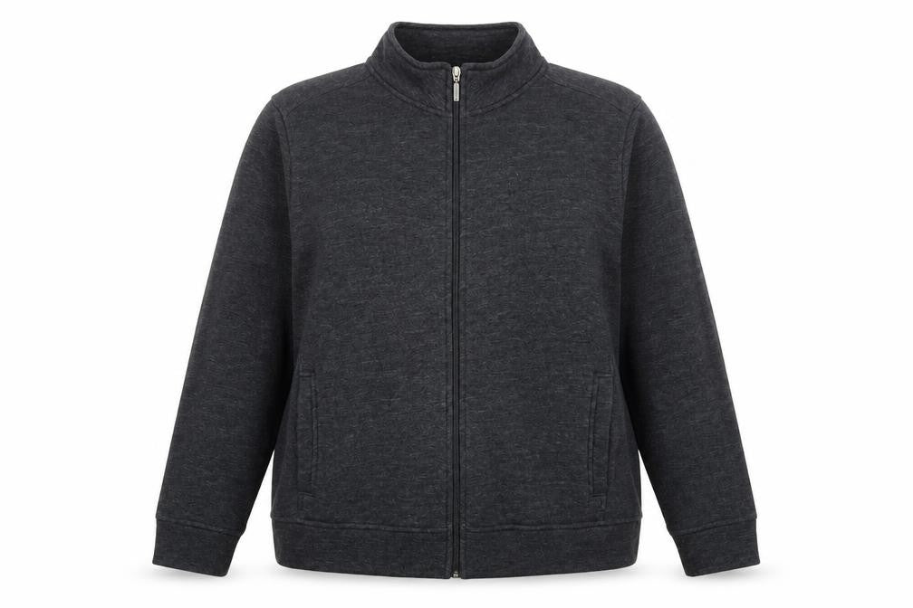 BM Womens Grey Cotton Full Zip Sweatshirt Size L Zip - Pockets High Neck
