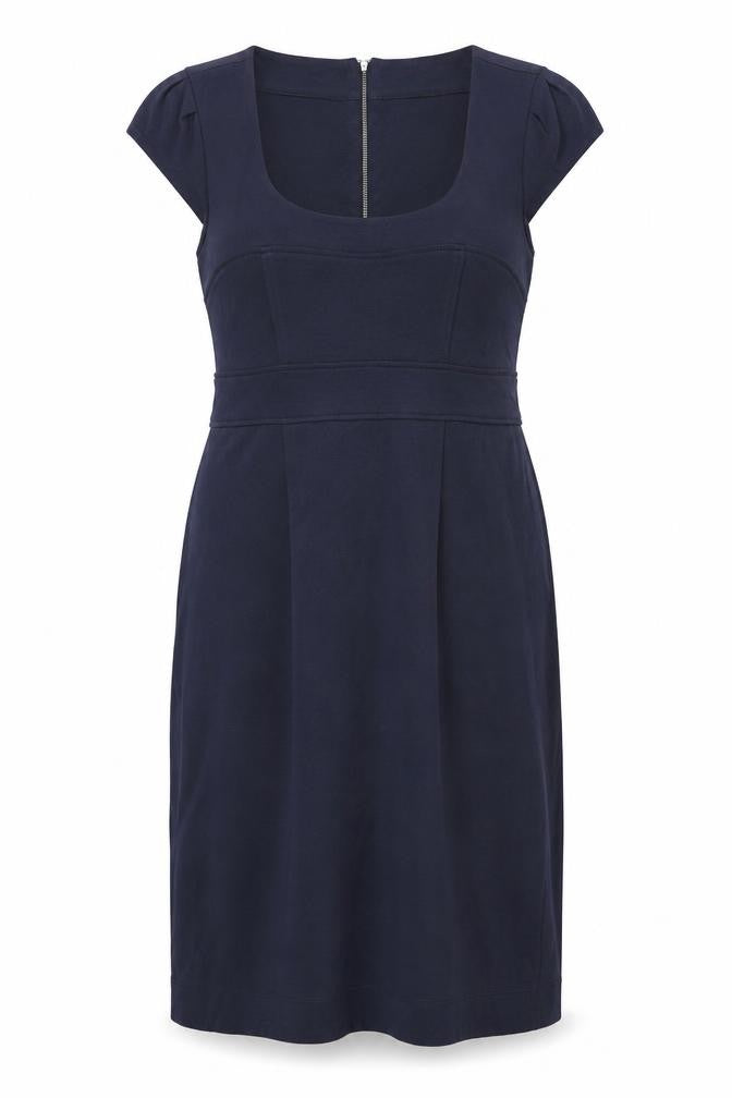 PINODUCCI Womens Blue Cotton Sheath Size L Scoop Neck Zip