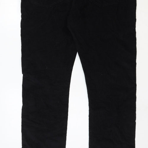 Denim & Co. Mens Black Cotton Trousers Size 38 in Regular Zip