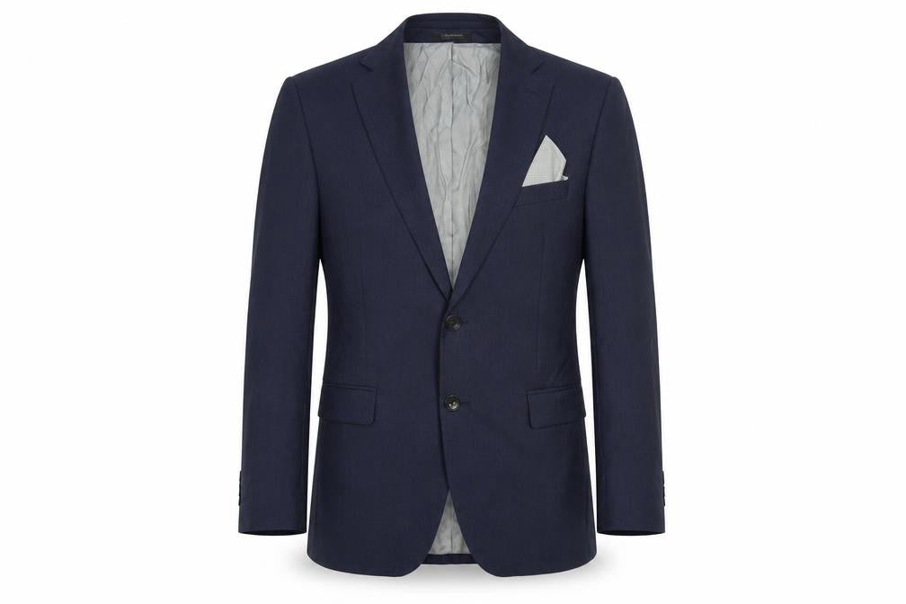 Front view of Zara men’s blue viscose jacket suit jacket, size 38, regular