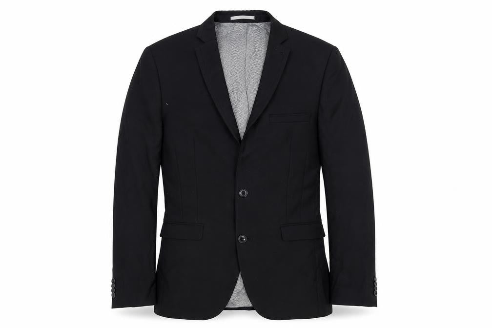 Front view of Next men’s black wool jacket suit jacket, size 36, regular
