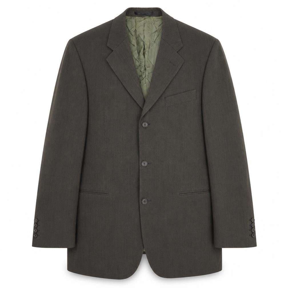 Front view of Van Kollem men’s green wool jacket suit jacket, size 44, regular