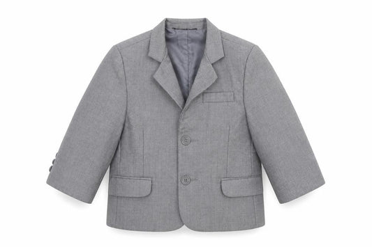 Front view of VivaKi Baby Grey Jacket Blazer, size 18-24, Months Button
