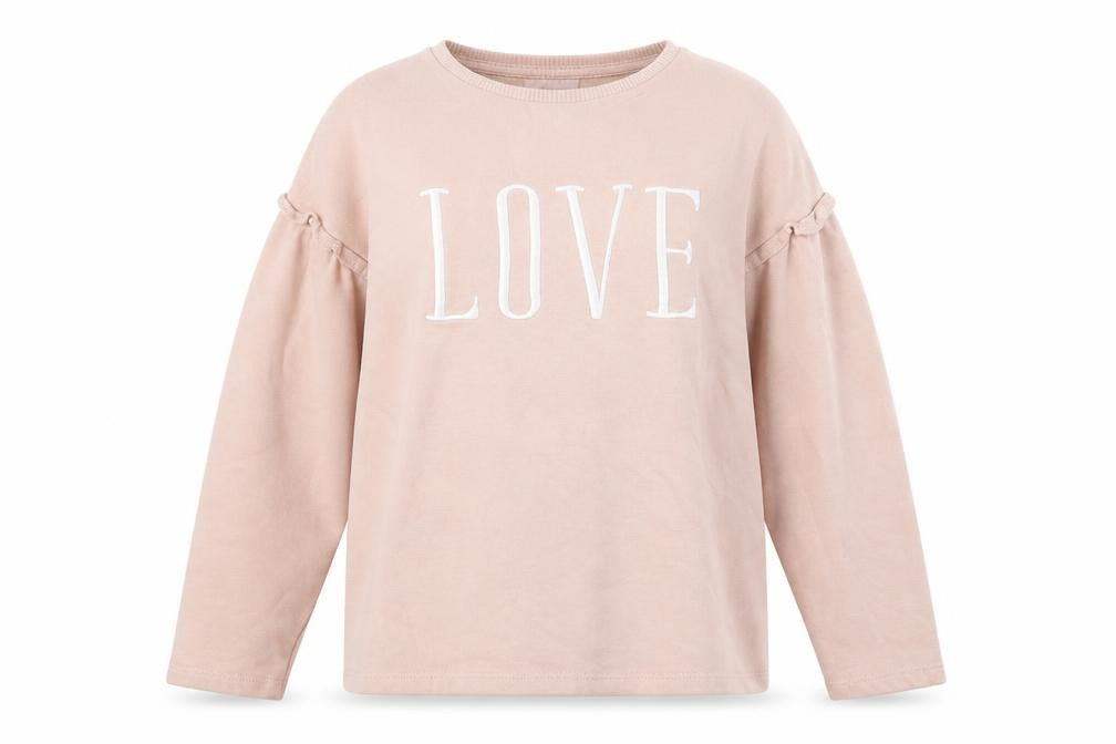 Front view of Papaya women’s pink cotton pullover sweatshirt, size S, pullover - love