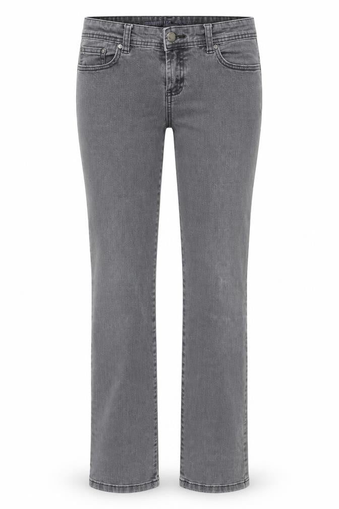 Denim & Co. Womens Grey Cotton Straight Jeans Size 10 Slim Zip