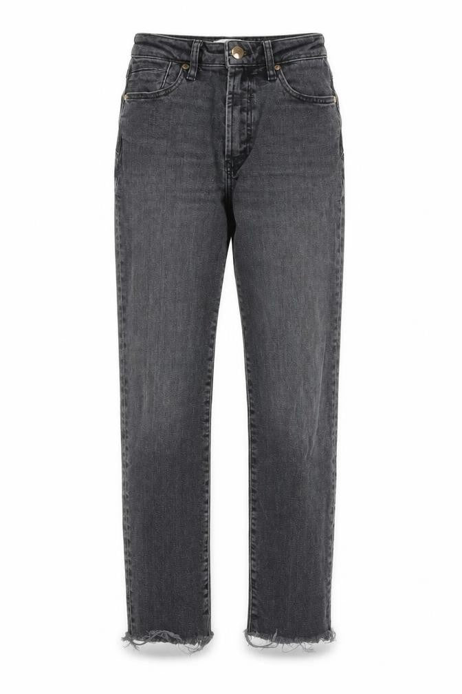 River Island Womens Black Cotton Straight Jeans Size 6 Slim Zip