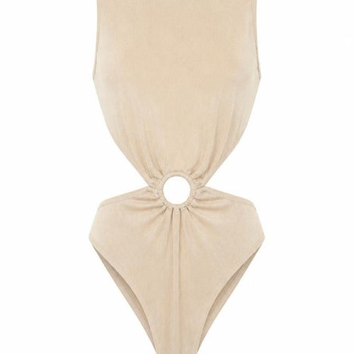 In the Style Womens Beige Viscose Bodysuit One-Piece Size 10 Hook & Eye
