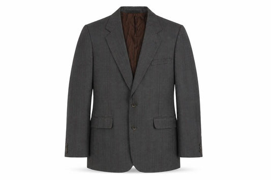 Front view of Chatsworth men’s grey polyester jacket suit jacket, size 40, regular