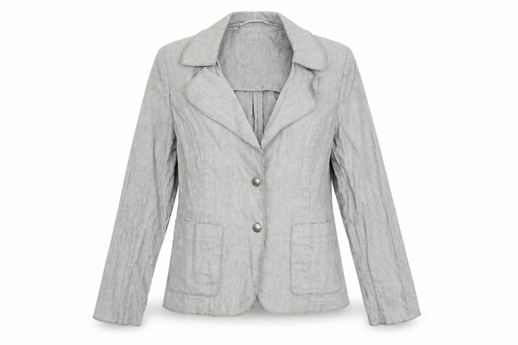 Front view of Marks & Spencer women’s grey jacket blazer, size UK 12, button