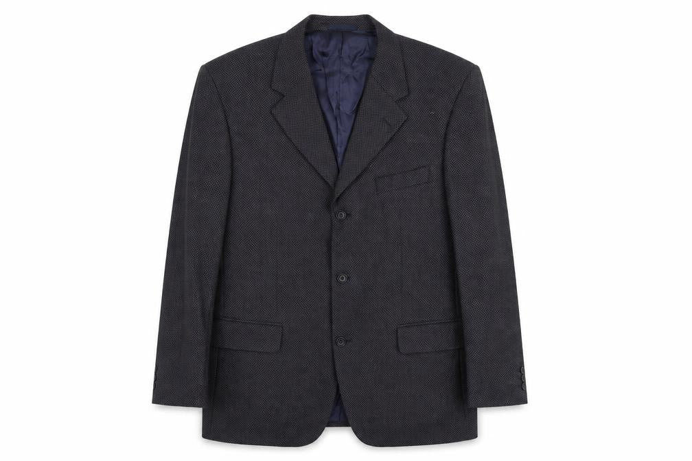 Front view of Wolsey men’s blue wool jacket suit jacket, size 42, regular