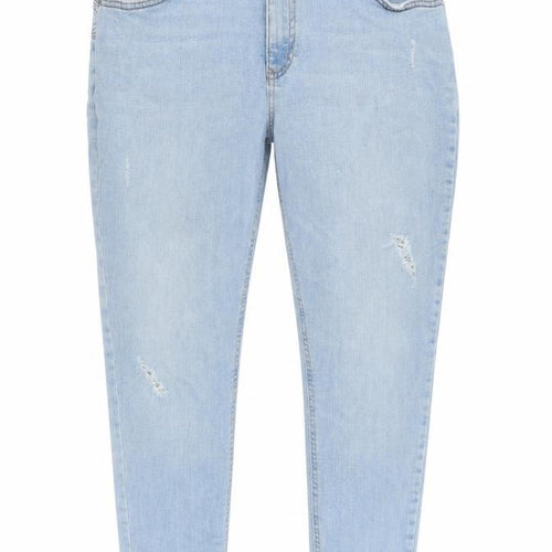 F&F Womens Blue Cotton Tapered Jeans Size 34 in Regular Zip