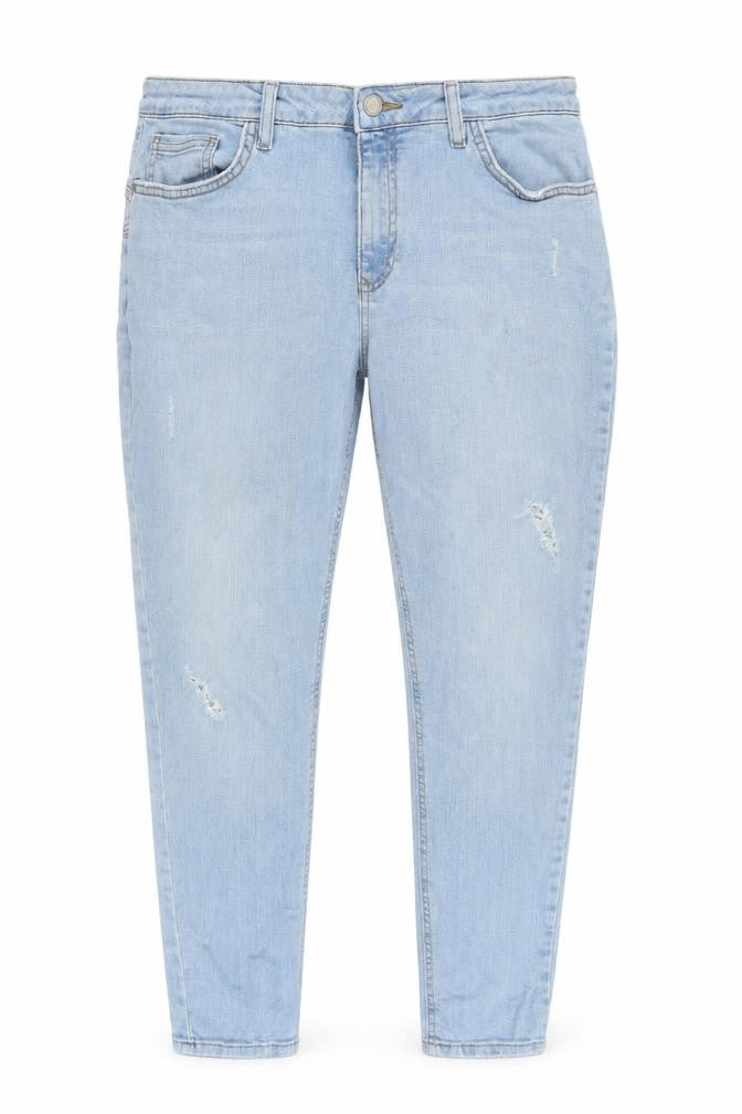F&F Womens Blue Cotton Tapered Jeans Size 34 in Regular Zip