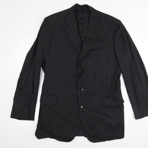 Royal Classics Mens Black Striped Viscose Jacket Suit Jacket Size 42 Regular